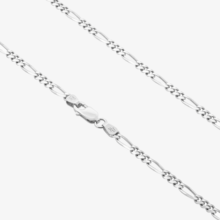 2.9mm Figaro Chain In 14K Solid White Gold