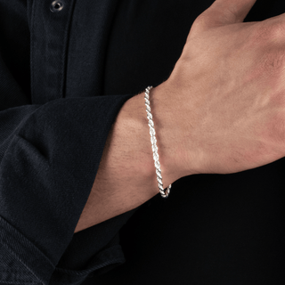 3.4mm Rope Bracelet In Sterling Silver