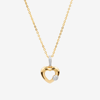Heart Necklace In 18K Solid Yellow Gold With Diamonds