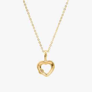 Heart Necklace In 18K Solid Yellow Gold With Diamonds