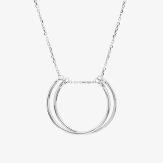 Open Circle Necklace In 18K Solid White Gold With Diamonds