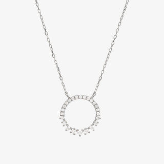 Circle Necklace In 18K Solid White Gold With Diamonds