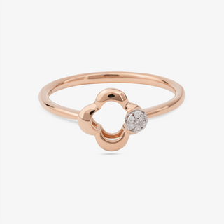 Clover Ring In 18K Solid Rose Gold With Diamonds