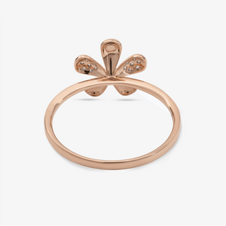 Clover Ring In 18K Solid Rose Gold With Diamonds