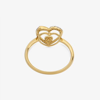 Heart Ring In 18K Solid Yellow Gold With Diamonds