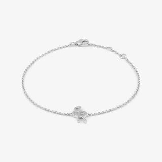 Logo Bracelet In 14K Solid White Gold