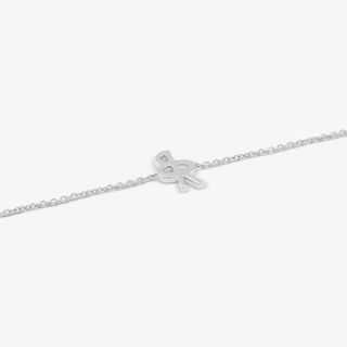 Logo Bracelet In 14K Solid White Gold