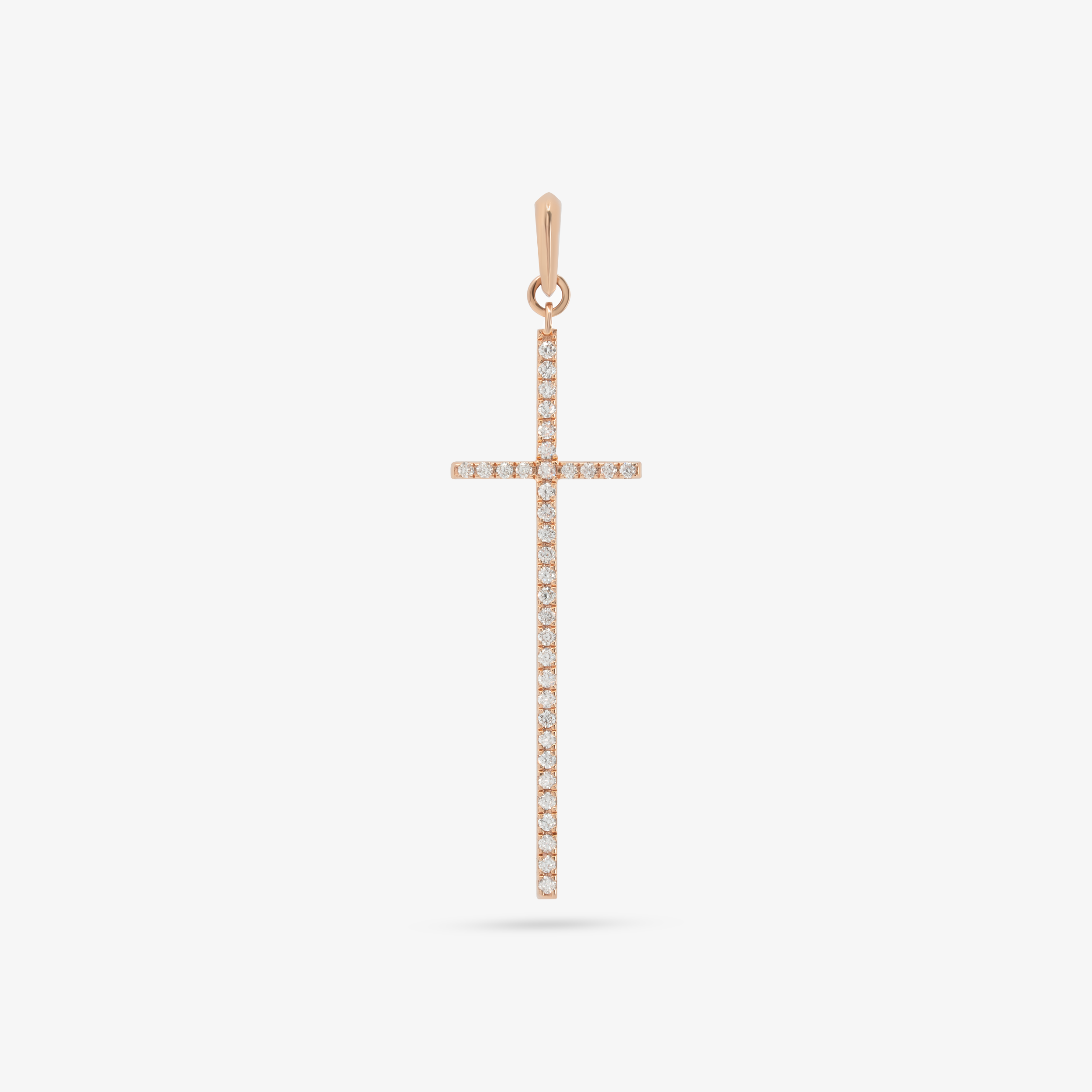 Cross Pendant In 14K Solid Rose Gold With Diamonds