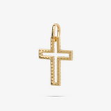 Open Cross Pendant In 14K Solid Yellow Gold With Diamonds
