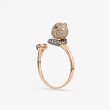 Panda Bear Ring In 18K Solid Rose Gold With Diamonds