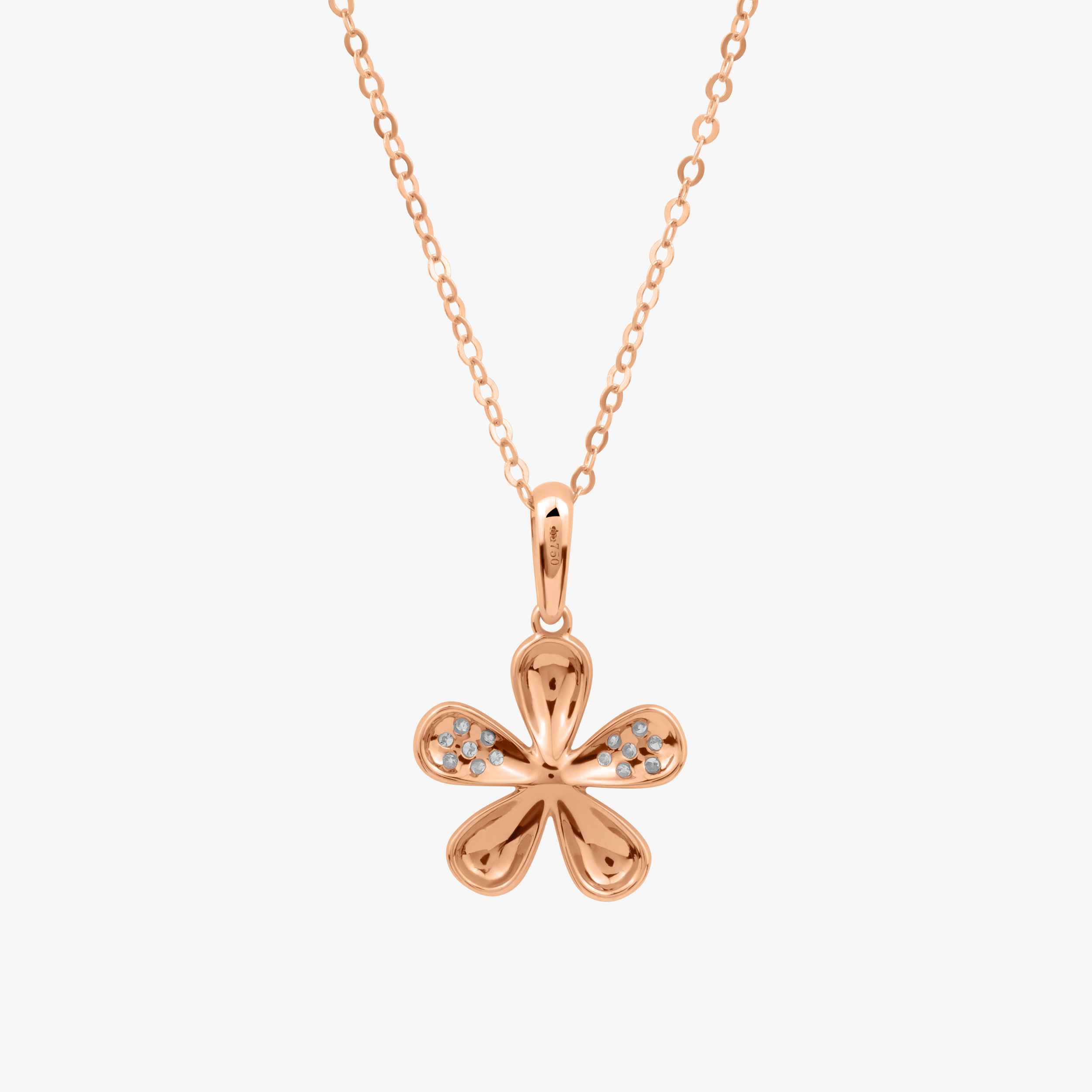 Flower Necklace In 18K Solid Rose Gold With Diamonds