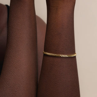 3.2mm Cuban Link Bracelet In 14K Solid Yellow Gold