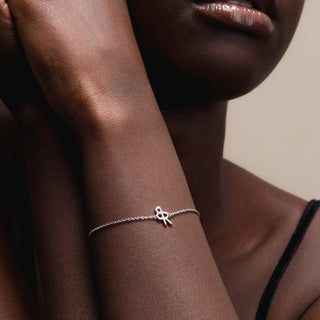 Logo Bracelet In 14K Solid White Gold