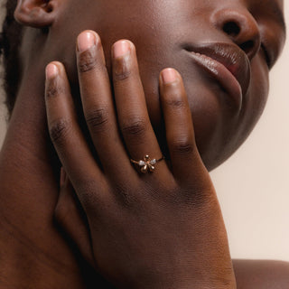 Clover Ring In 18K Solid Rose Gold With Diamonds