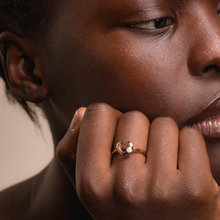 Heart Ring In 18K Solid Rose Gold With Diamonds