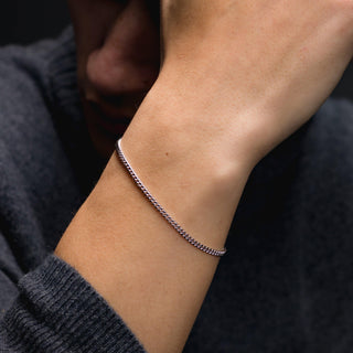 2.65mm Cuban Link Bracelet In 14K Solid White Gold