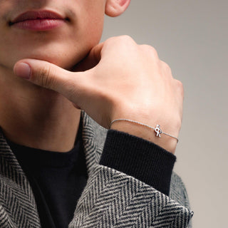 Logo Bracelet In 14K Solid White Gold