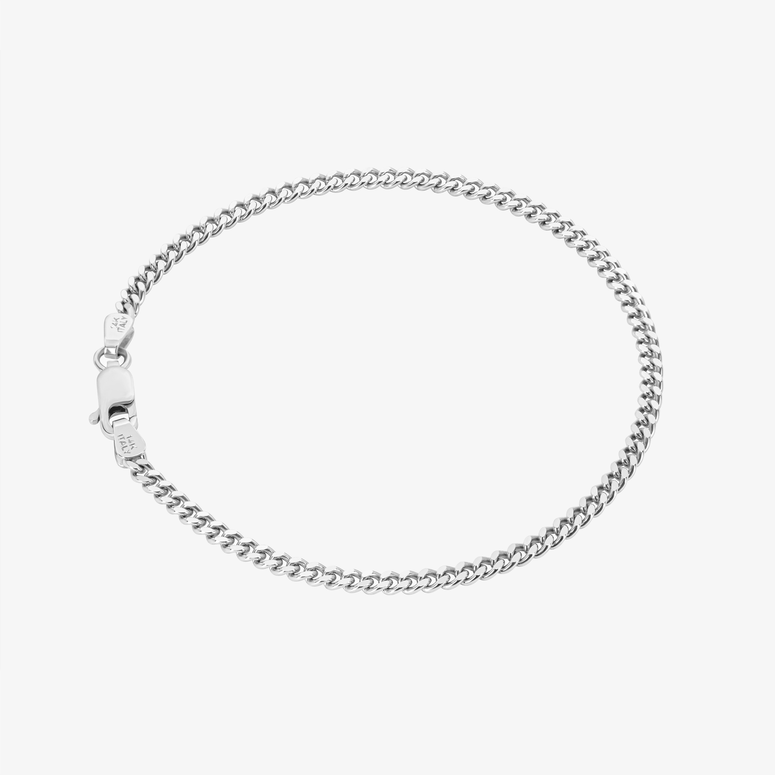 2.65mm Cuban Link Bracelet In 14K Solid White Gold