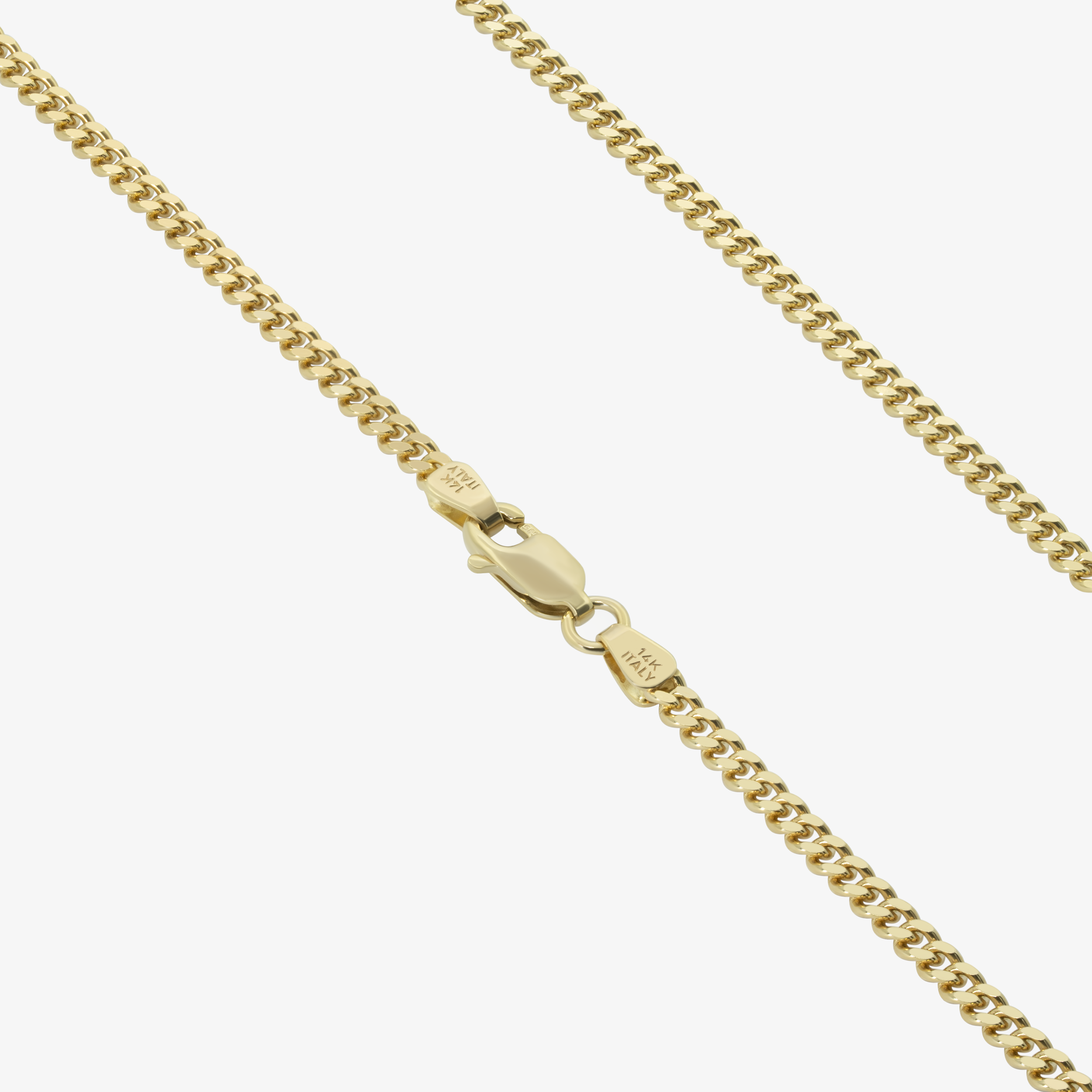 2.65mm Cuban Link Chain In 14K Solid Yellow Gold