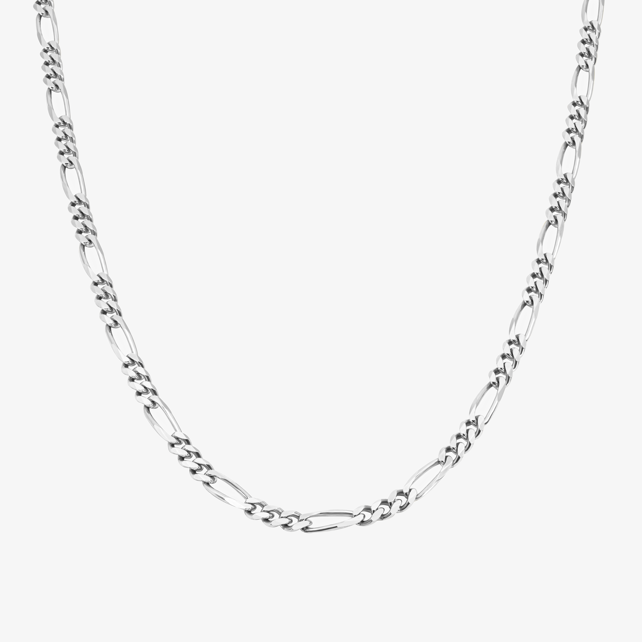 2.9mm Figaro Chain In 14K Solid White Gold