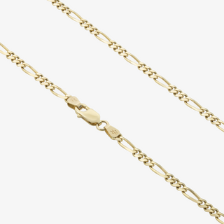 2.9mm Figaro Chain In 14K Solid Yellow Gold