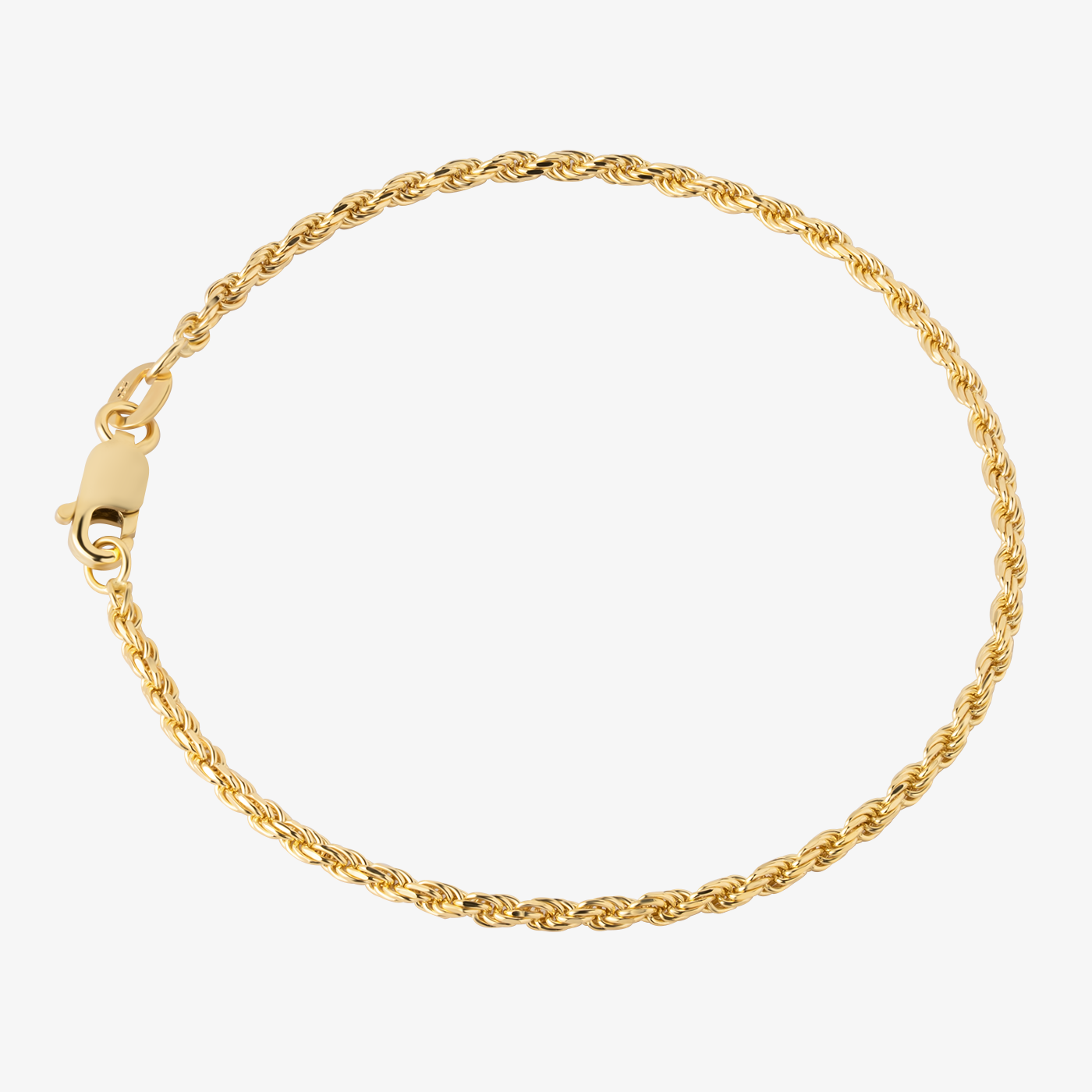 Diamond-Cut Solid Rope Bracelet, 2mm