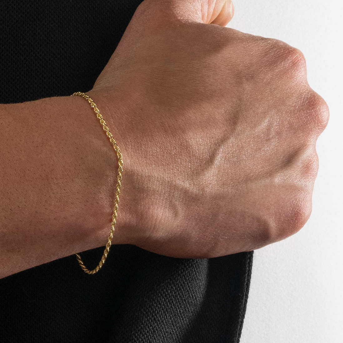 Diamond-Cut Solid Rope Bracelet, 2mm