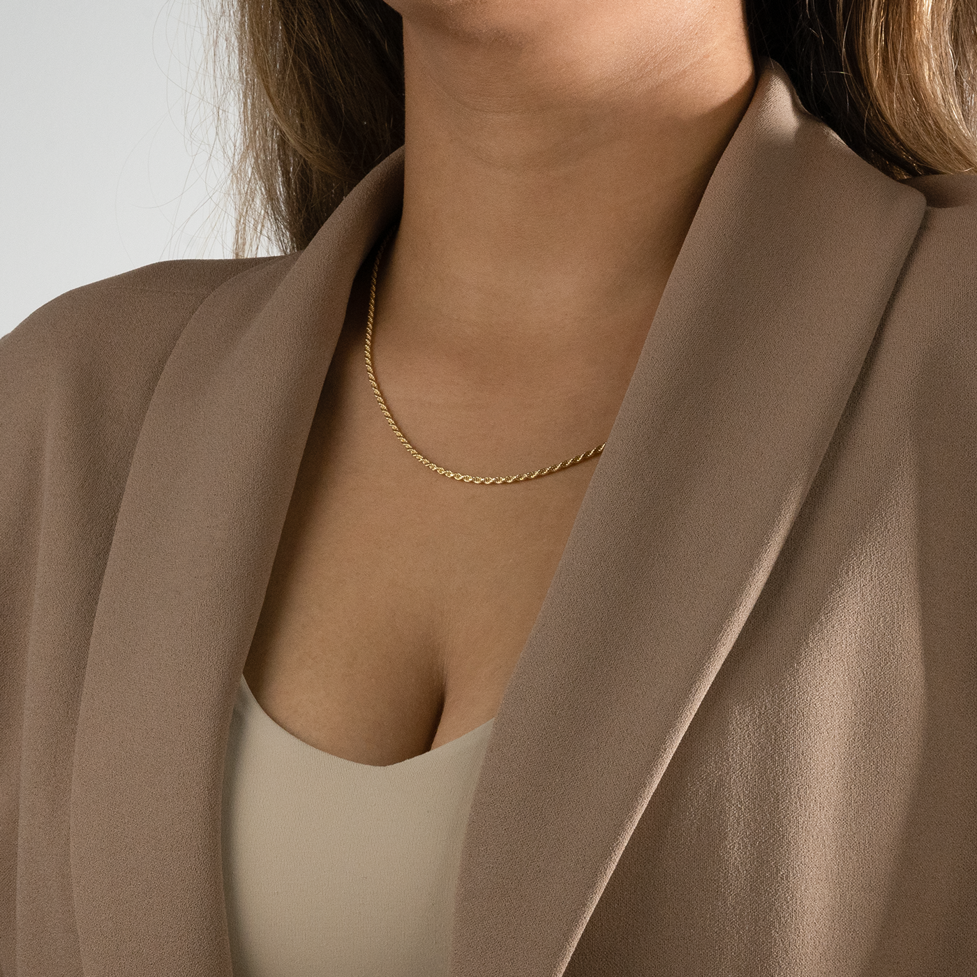 Diamond-Cut Solid Rope Chain, 2mm