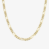 3.4mm Figaro Chain In 14K Solid Yellow Gold