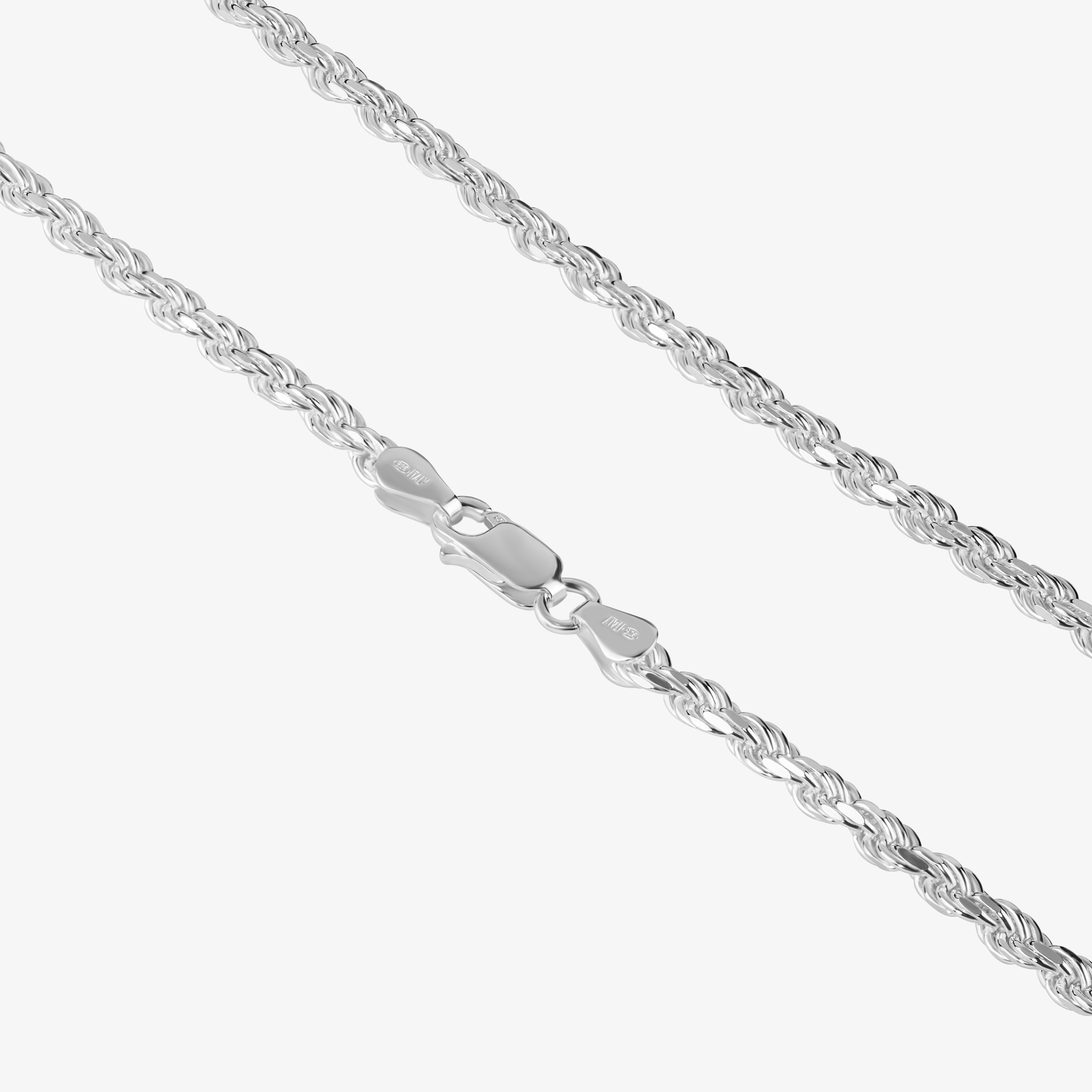 3.4mm Rope Chain In Sterling Silver