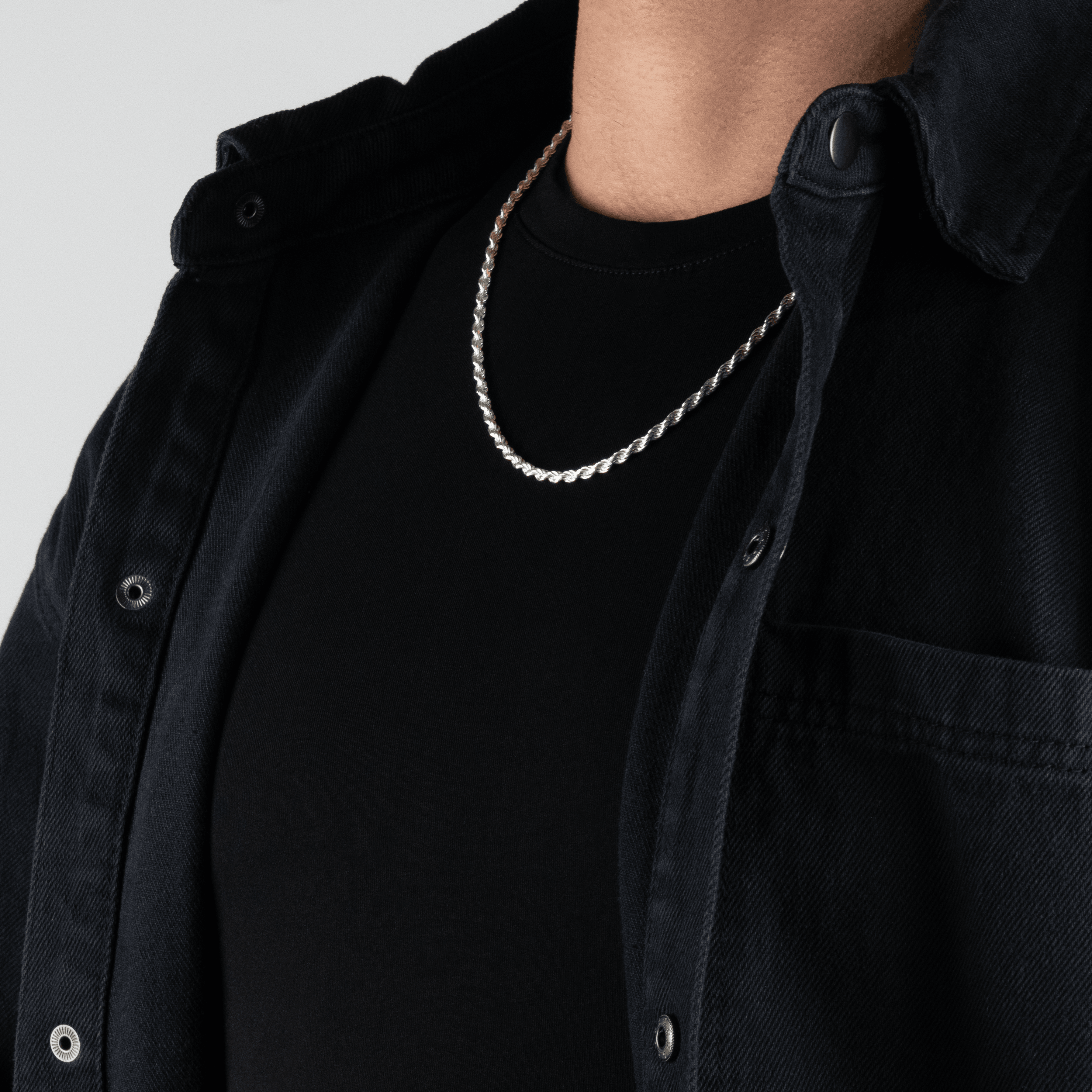3.4mm Rope Chain In Sterling Silver