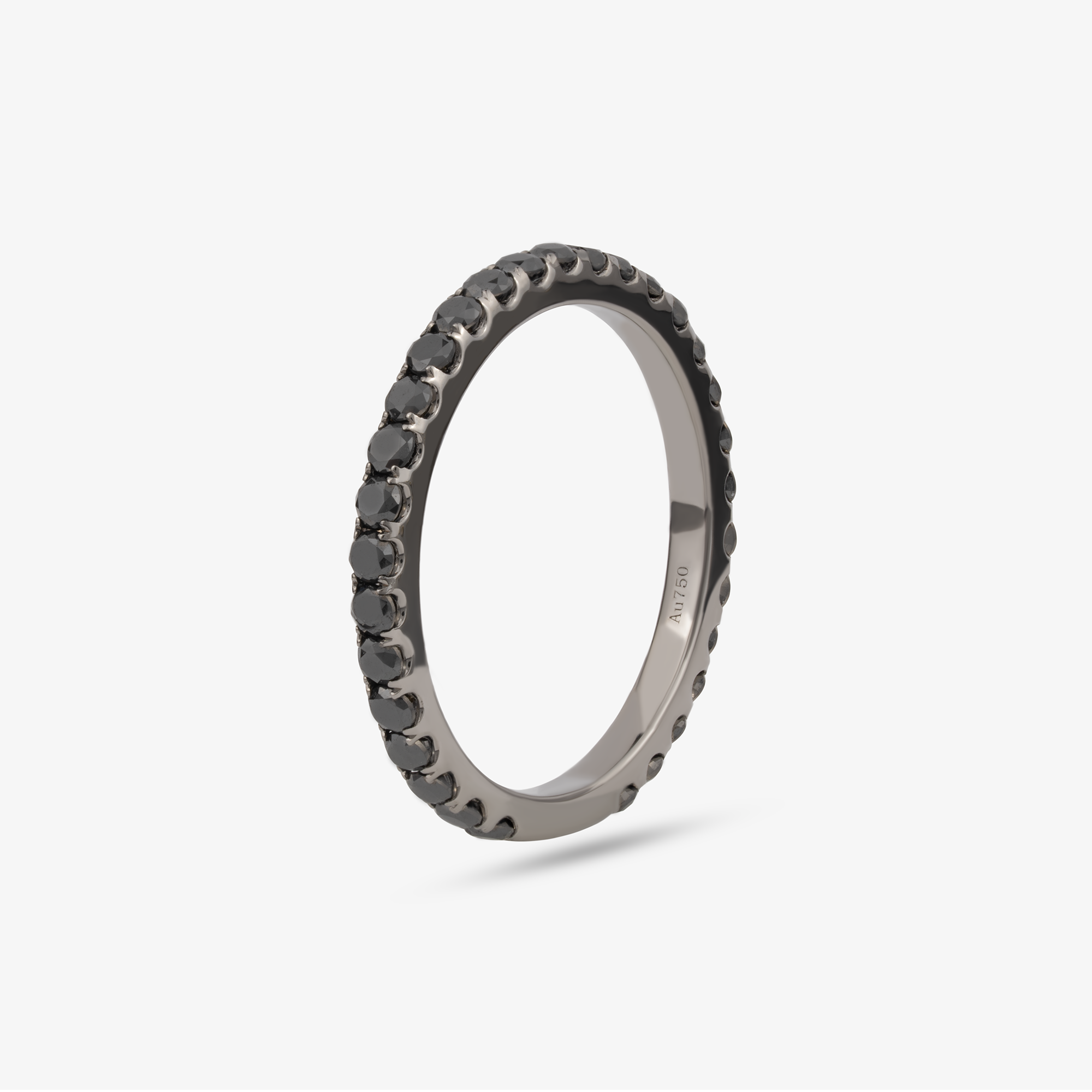 Black Rhodium Ring In 18K Solid White Gold With Diamonds