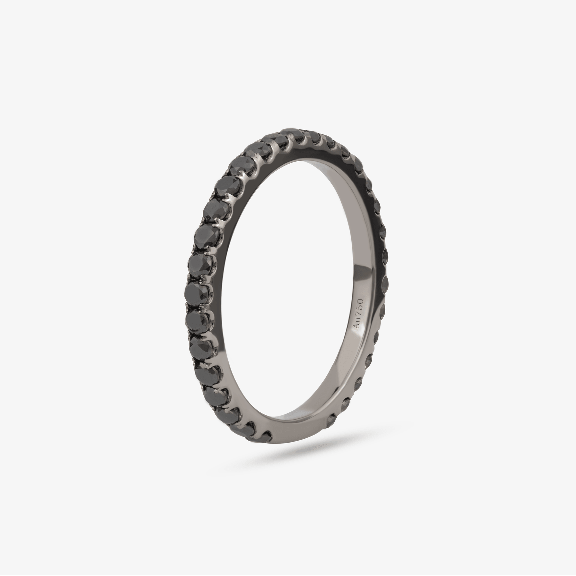 Black Rhodium Ring In 18K Solid White Gold With Diamonds