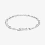 Two Layer Diamond Bracelet In 18K Solid White Gold With Diamonds