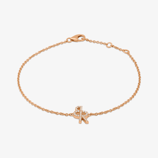 Logo Bracelet In 14K Solid Rose Gold With Diamonds