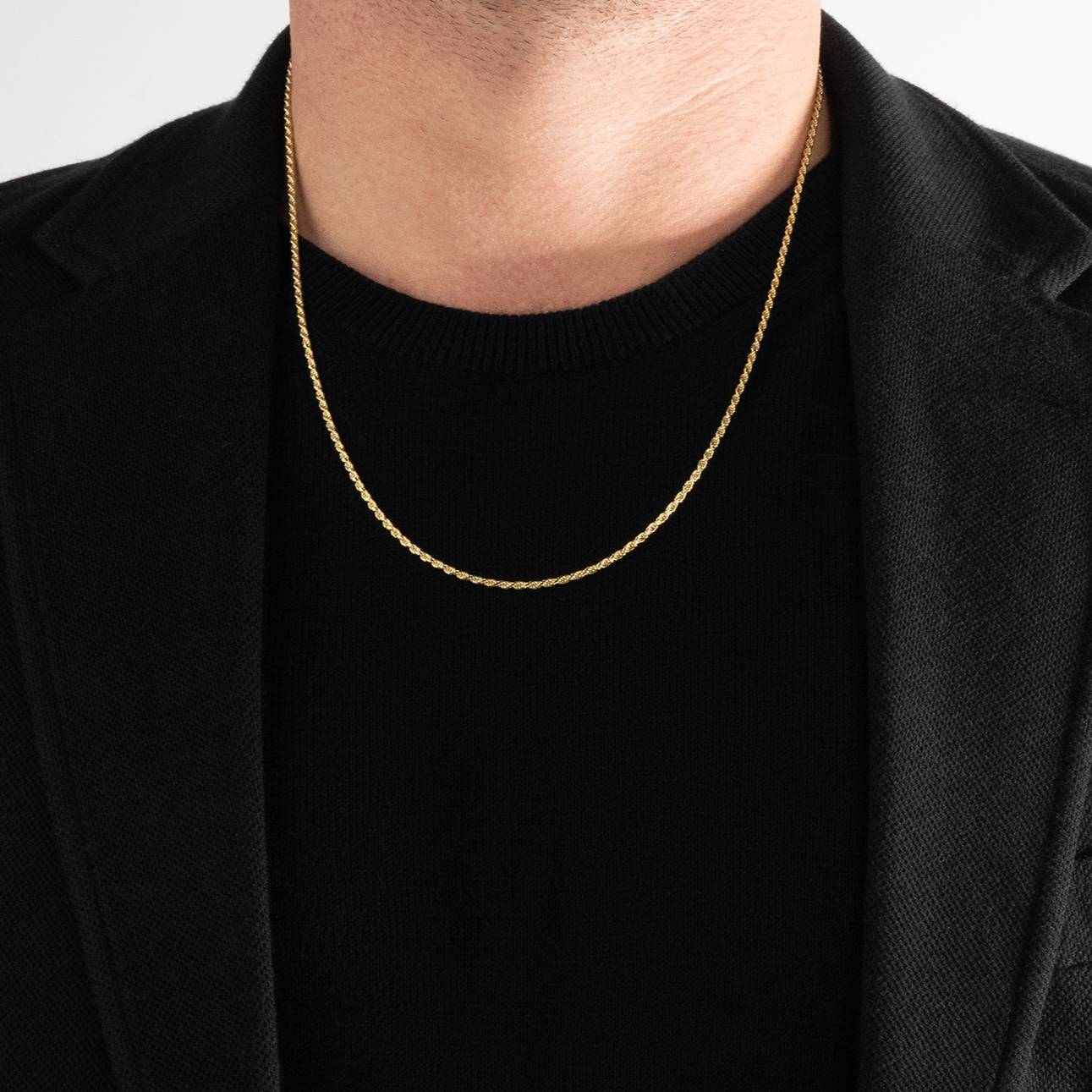 Diamond-Cut Solid Rope Chain, 2mm