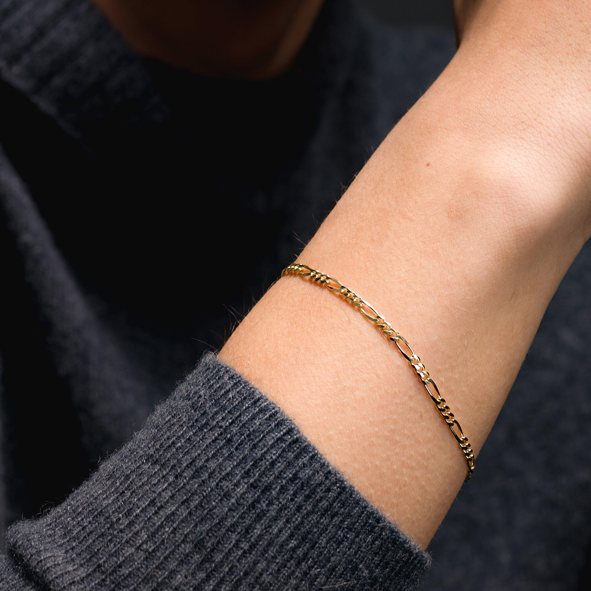 Solid Figaro Bracelet, 2.9mm