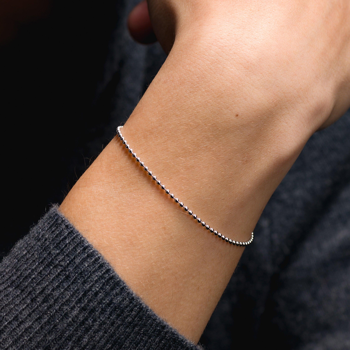 Solid Beaded Bracelet, 1.8mm