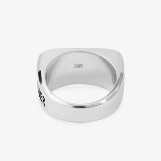 Signet Ring In 14K Solid White Gold
