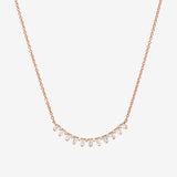 Curved Bar Necklace In 18K Solid Rose Gold With Diamonds