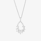 Round Cocktail Necklace In 18K Solid White Gold With Diamonds