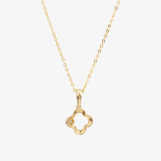 Clover Necklace In 18K Solid Yellow Gold With Diamonds