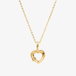 Heart Necklace In 18K Solid Yellow Gold With Diamonds