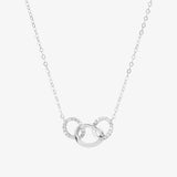Round Link Necklace In 18K Solid White Gold With Diamonds