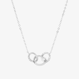 Round Link Necklace In 18K Solid White Gold With Diamonds