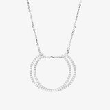 Open Circle Necklace In 18K Solid White Gold With Diamonds