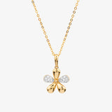 Flower Necklace In 18K Solid Yellow Gold With Diamonds