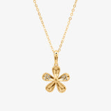 Flower Necklace In 18K Solid Yellow Gold With Diamonds