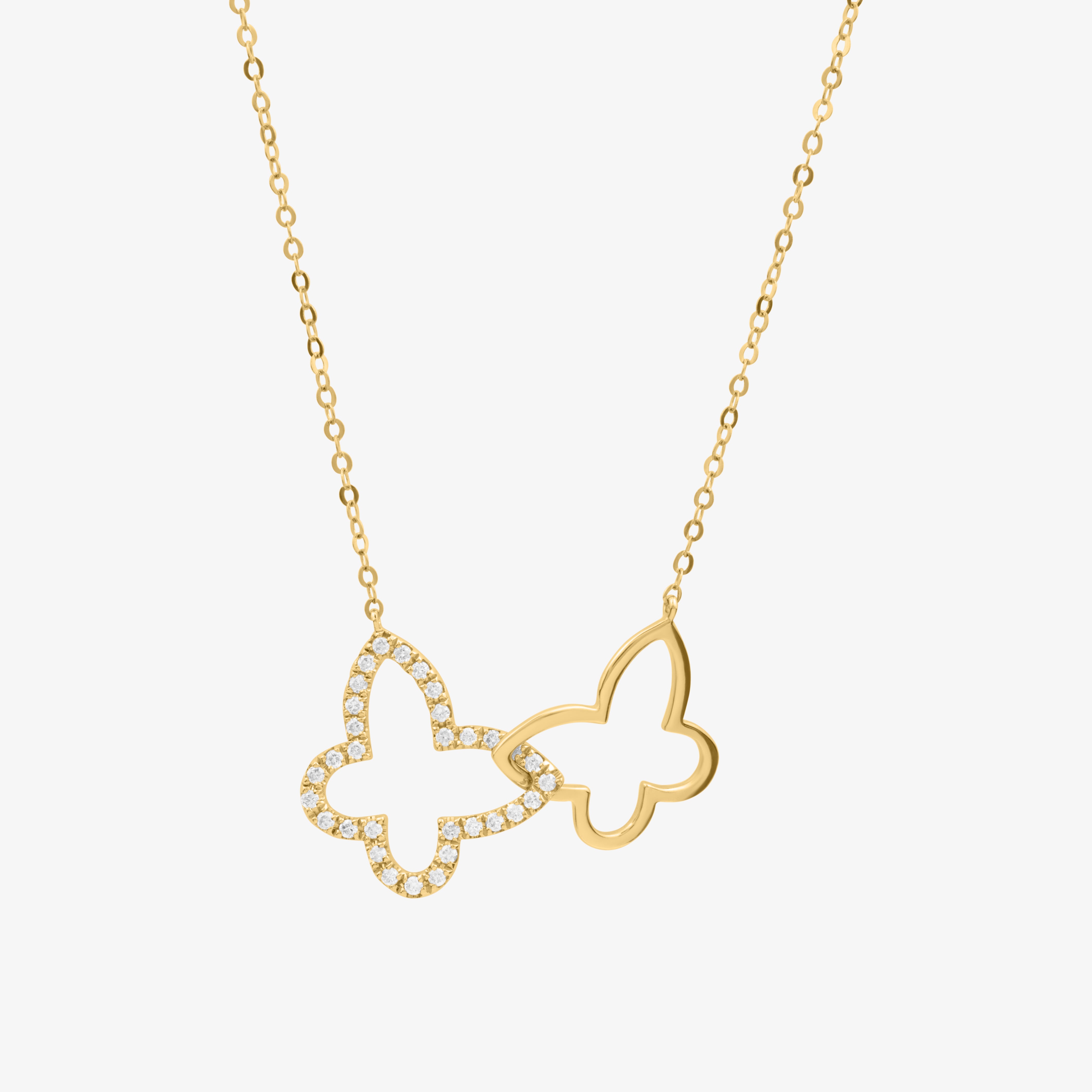 Butterfly Necklace In 18K Solid Yellow Gold With Diamonds