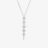 Vertical Cocktail Necklace In 18K Solid White Gold With Diamonds